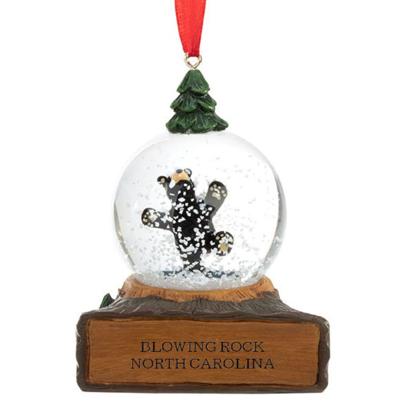 Blowing Rock Bear Snow Globe Ornament